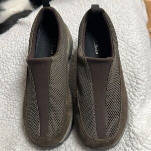 L.L. Bean Brown Slip On Sneakers Suede Mesh Tennis Shoes Loafers Athletic, 8M